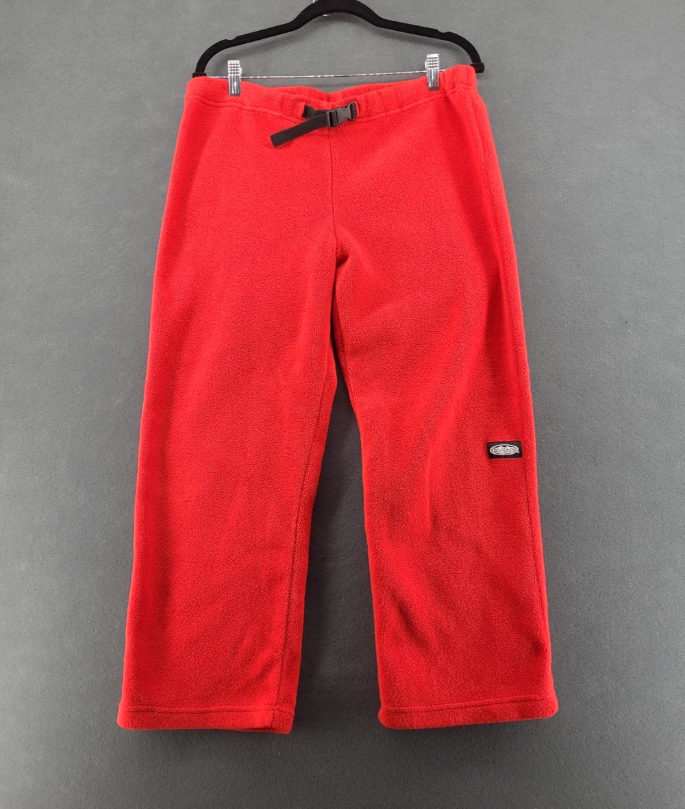 VTG Modrobes Fleece Lounge Pants Red Belted Elastic Waist Made in Canada Mens L